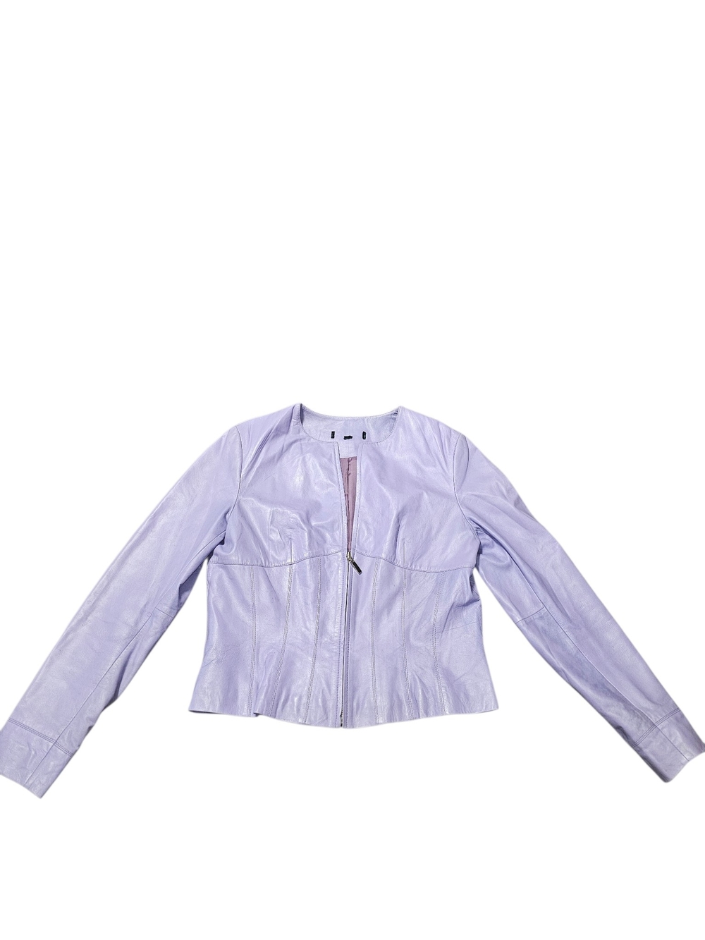 Women's Lilac Leather Zip-Front Jacket